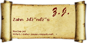 Zahn Jónás névjegykártya