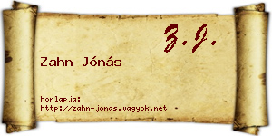 Zahn Jónás névjegykártya